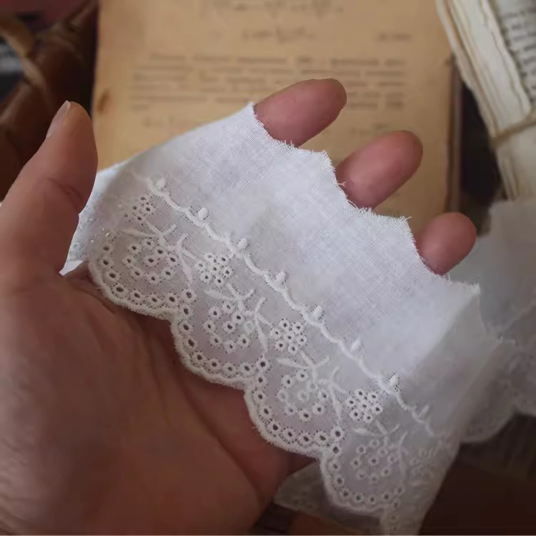 White Cotton Eyelet Fabric Width 5 cm EF0121