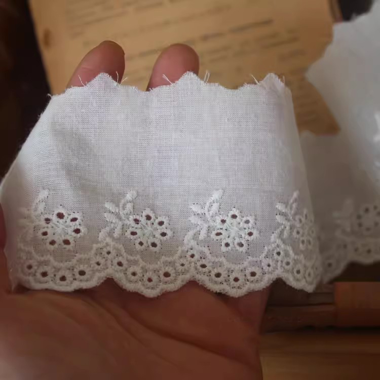 White Cotton Eyelet Fabric Width 5 cm EF0121