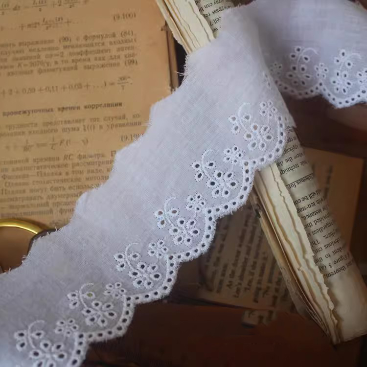 White Cotton Eyelet Fabric Width 5 cm EF0121