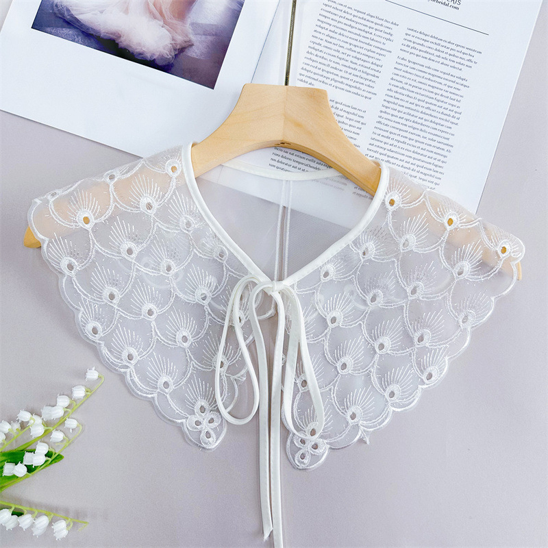 White Embroidery DIY Collar Eyelet Fabrics EF0058-Lace Fabric Shop