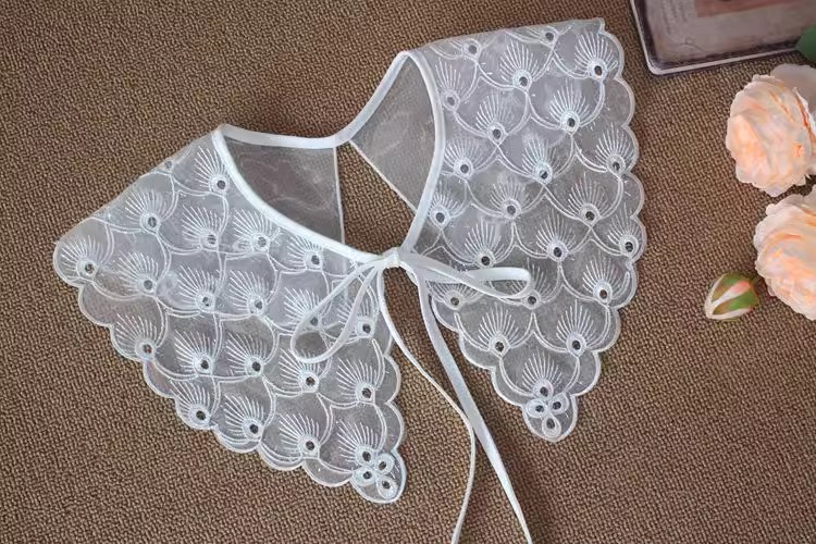 White Embroidery DIY Collar Eyelet Fabrics EF0058-Lace Fabric Shop