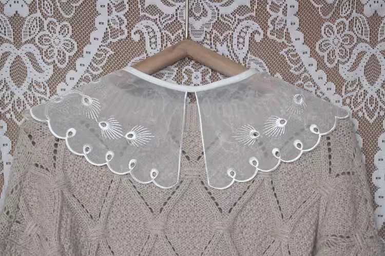 White Embroidery DIY Collar Eyelet Fabrics EF0058-Lace Fabric Shop
