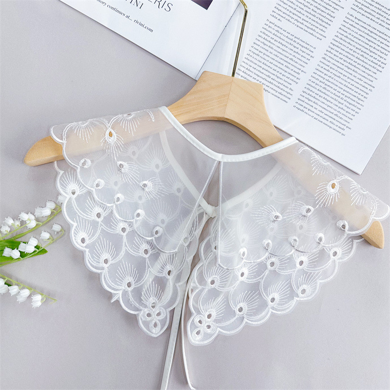 White Embroidery DIY Collar Eyelet Fabrics EF0058-Lace Fabric Shop