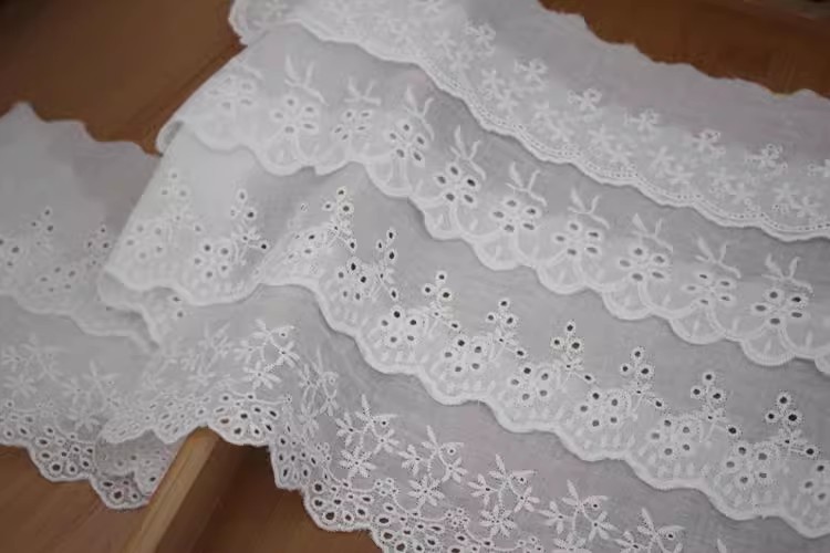 White Eyelet Fabrics Width 6-12 cm EF0005-Lace Fabric Shop
