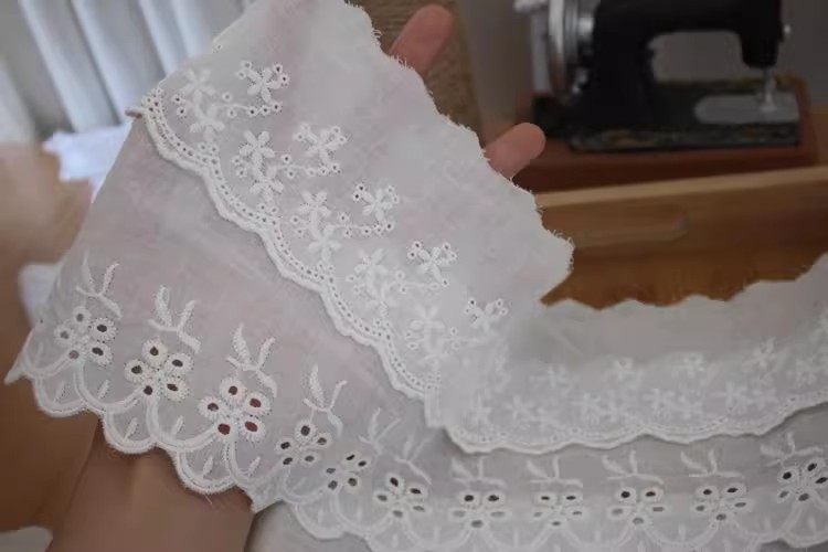 White Eyelet Fabrics Width 6-12 cm EF0005-Lace Fabric Shop