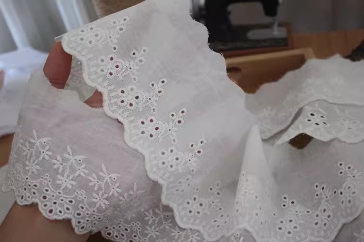 White Eyelet Fabrics Width 6-12 cm EF0005-Lace Fabric Shop