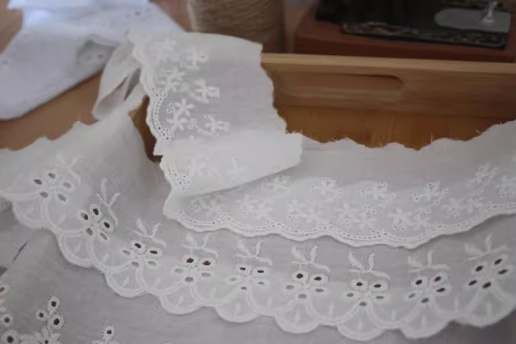 White Eyelet Fabrics Width 6-12 cm EF0005-Lace Fabric Shop