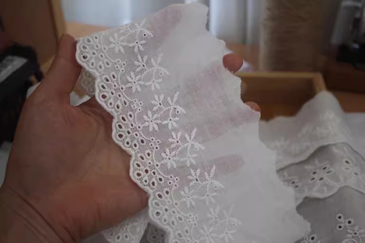 White Eyelet Fabrics Width 6-12 cm EF0005-Lace Fabric Shop