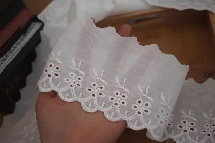 White Eyelet Fabrics Width 6-12 cm EF0005-Lace Fabric Shop