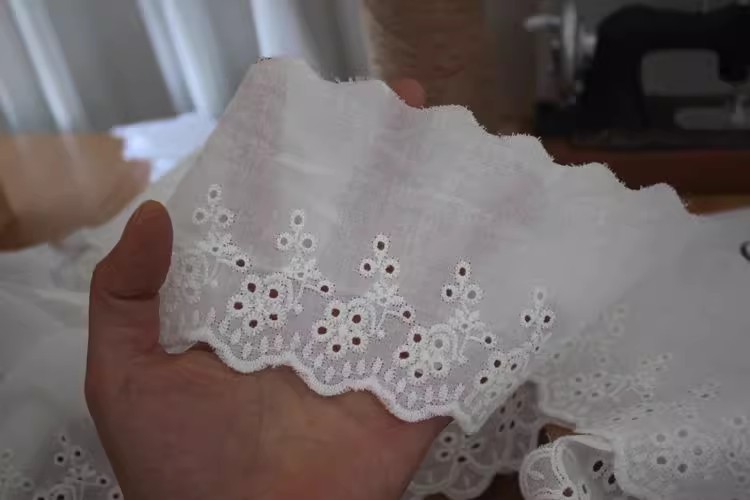 White Eyelet Fabrics Width 6-12 cm EF0005-Lace Fabric Shop