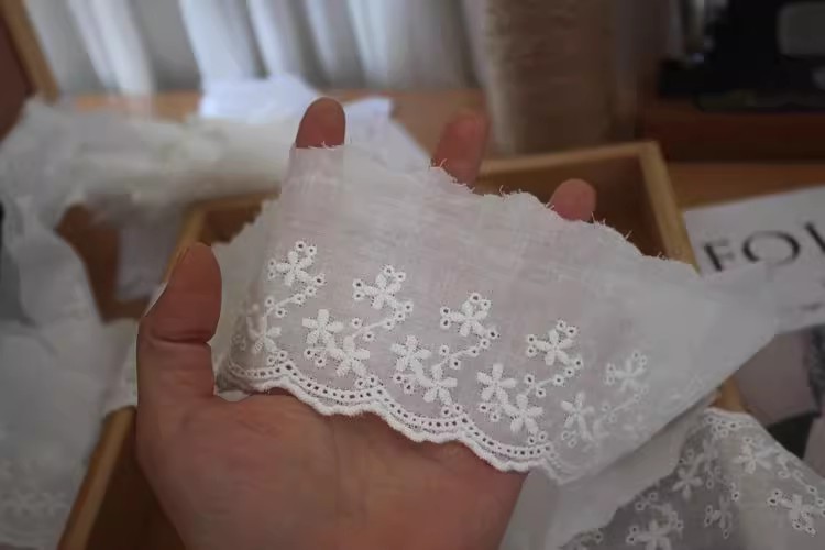 White Eyelet Fabrics Width 6-12 cm EF0005-Lace Fabric Shop