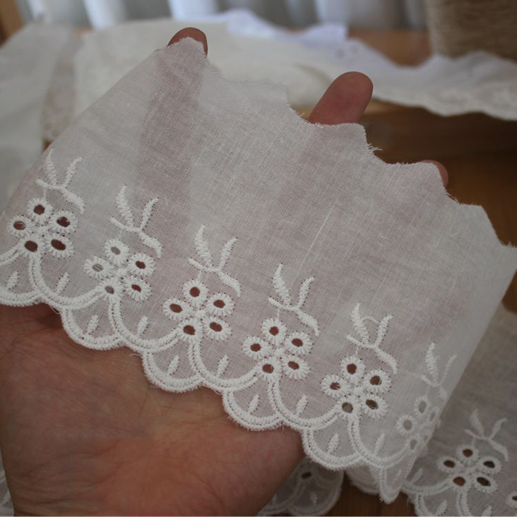 White Eyelet Fabrics Width 6-12 cm EF0005-Lace Fabric Shop