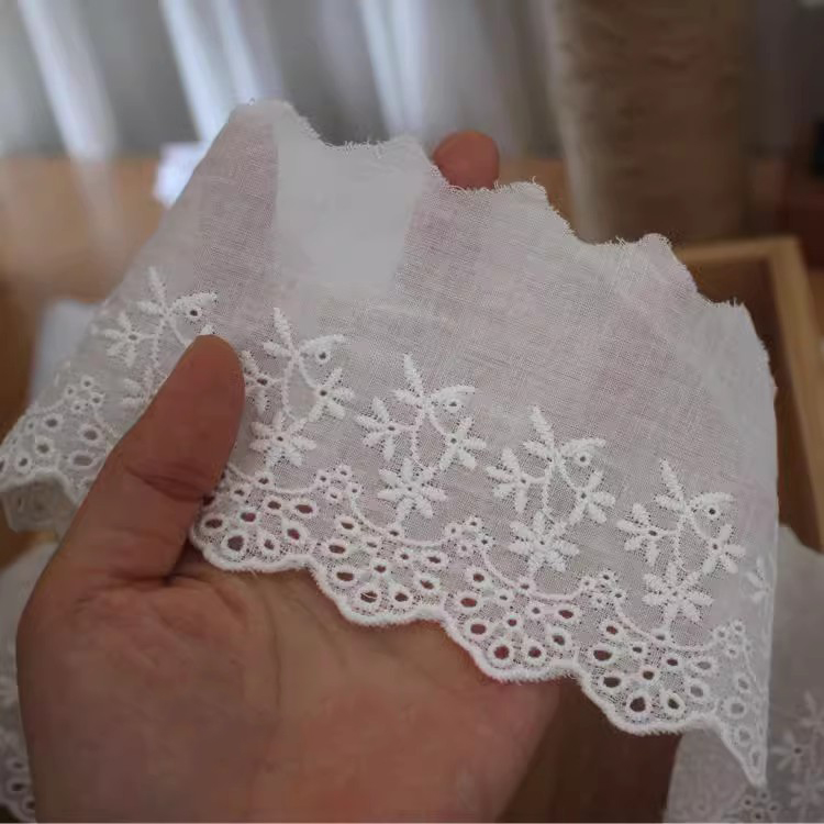 White Eyelet Fabrics Width 6-12 cm EF0005-Lace Fabric Shop