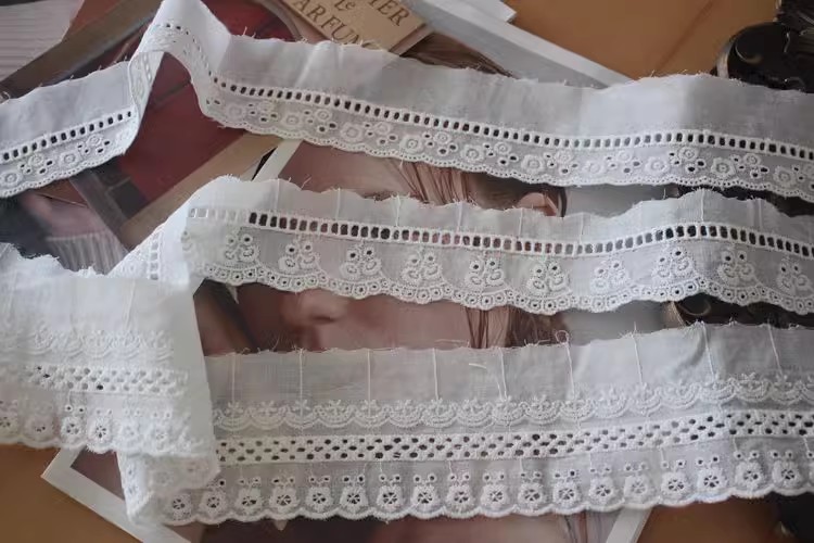 White Eyelet Lace Width 4-11 cm EF0010-Lace Fabric Shop