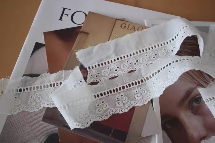 White Eyelet Lace Width 4-11 cm EF0010-Lace Fabric Shop