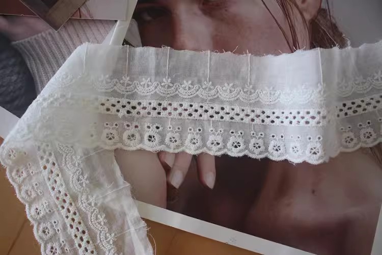 White Eyelet Lace Width 4-11 cm EF0010-Lace Fabric Shop