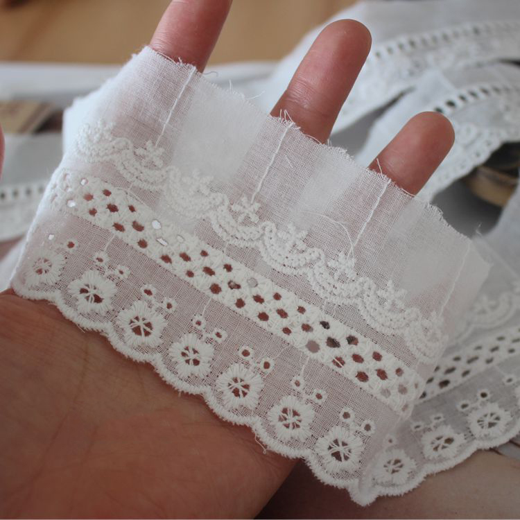 White Eyelet Lace Width 4-11 cm EF0010-Lace Fabric Shop