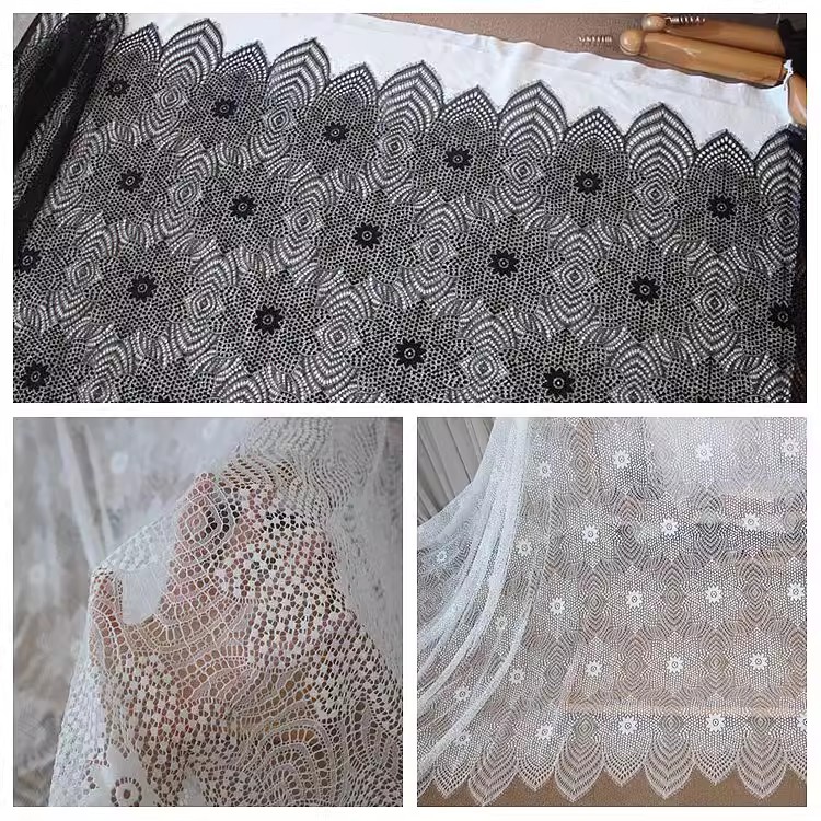 White Flower Lace Fabric Width 150 cm CHL0150