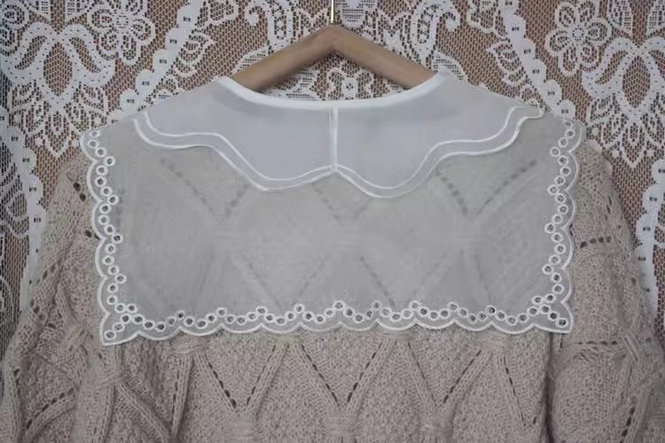  White Organza Middy Collar LC0002-Lace Fabric Shop