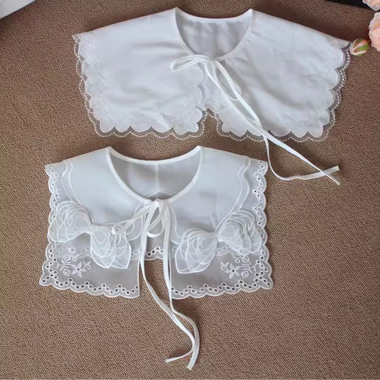  White Organza Middy Collar LC0002-Lace Fabric Shop