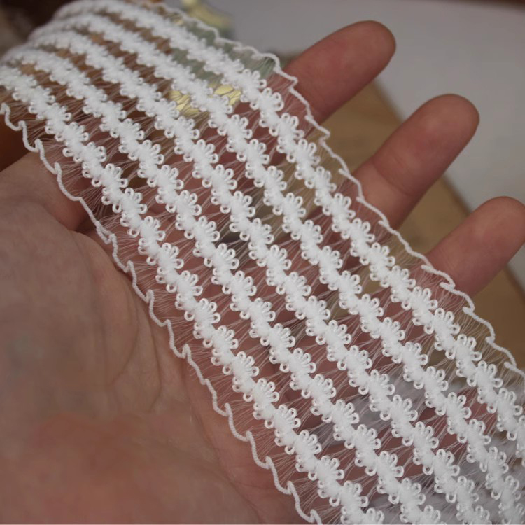 White Stretch Lace Trim Ribbon Tape Width 2-5 cm LT0423