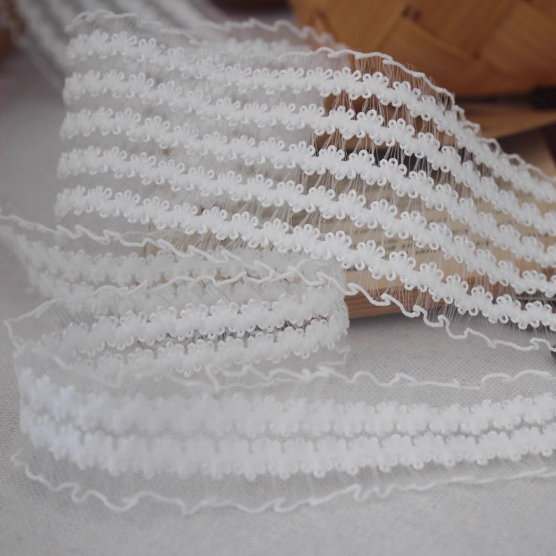White Stretch Lace Trim Ribbon Tape Width 2-5 cm LT0423