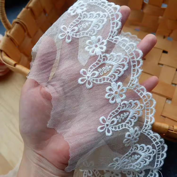 White Tulle Fabric Width 6-13 cm TF0127