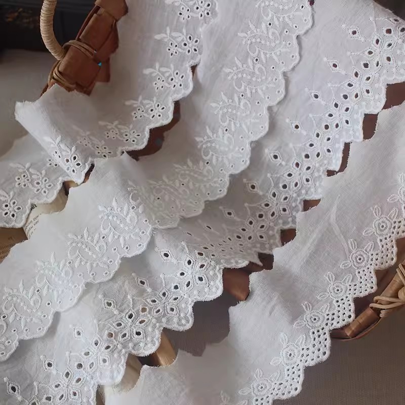 Cotton Eyelet Fabric By The Yard Width 7 cm EF0107