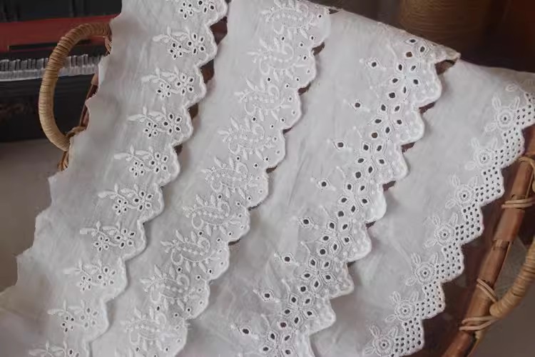 Cotton Eyelet Fabric By The Yard Width 7 cm EF0107