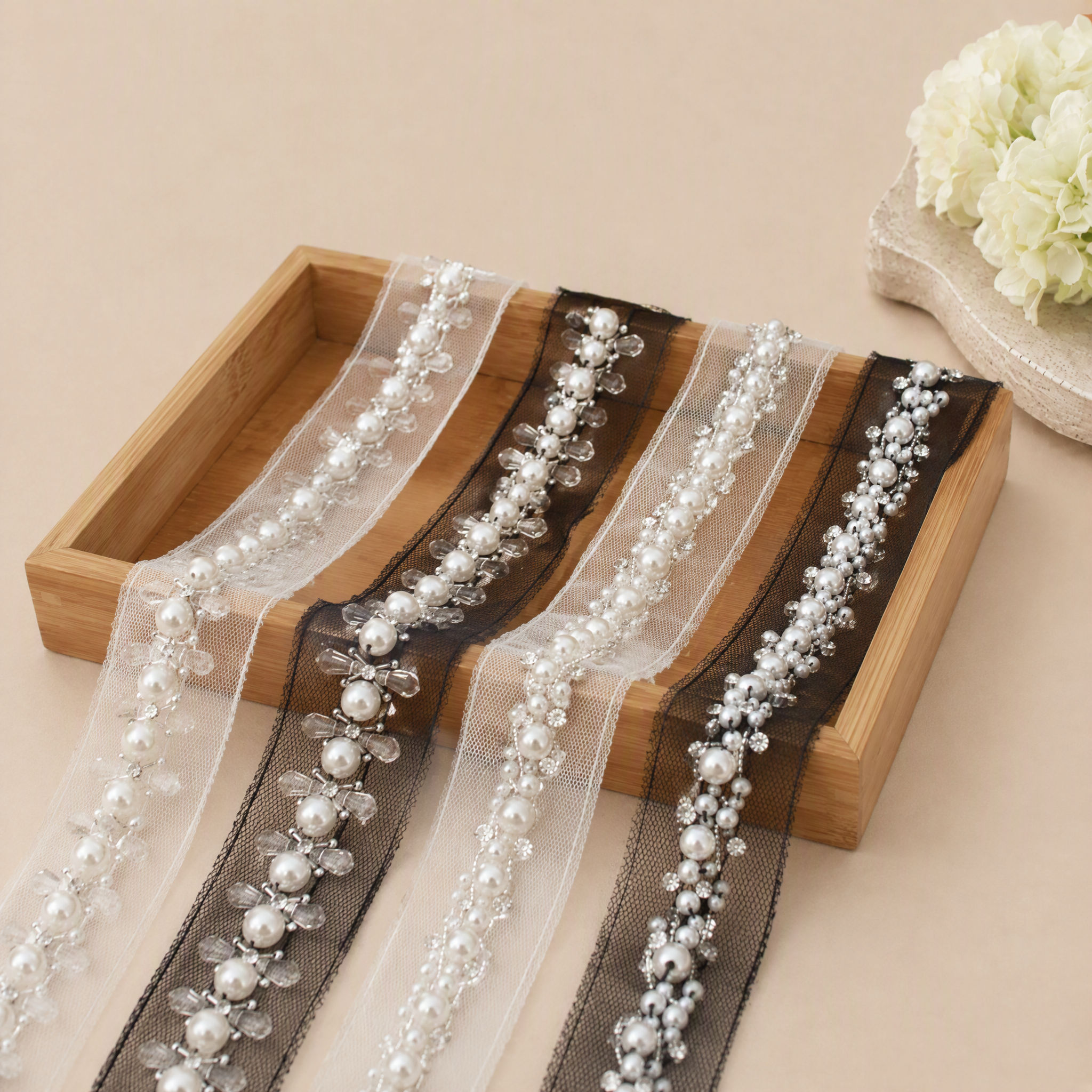 0.5 Meter Beaded Lace Trim for Garment Embellishment & Sewing Width 3-4 cm BT0139