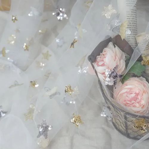 Sequins Embroidery Tulle Width 155cm TF0038-Lace Fabric Shop