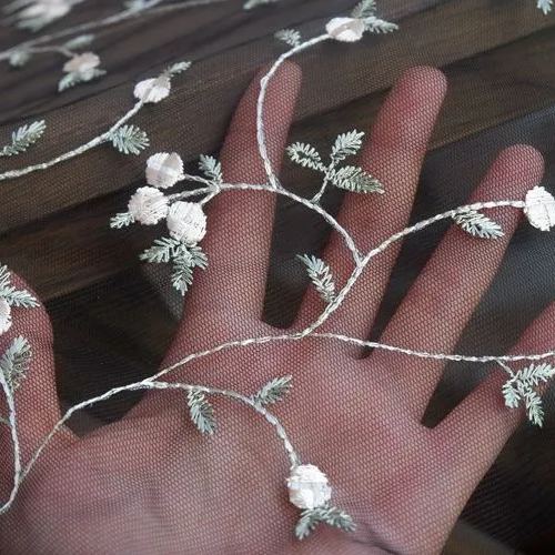 Embroidery Tulle Fabric Width 130cm TF0040-Lace Fabric Shop