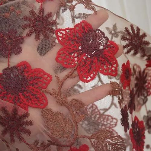 Color Embroidery Tulle Width 140cm TF0043-Lace Fabric Shop