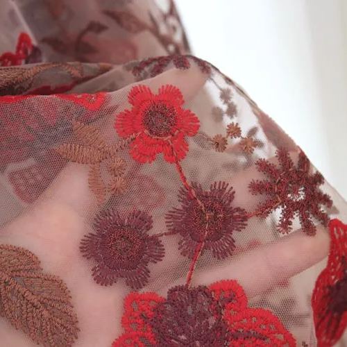 Color Embroidery Tulle Width 140cm TF0043-Lace Fabric Shop