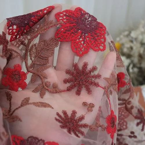 Color Embroidery Tulle Width 140cm TF0043-Lace Fabric Shop