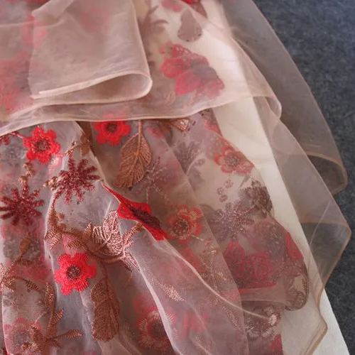Color Embroidery Tulle Width 140cm TF0043-Lace Fabric Shop
