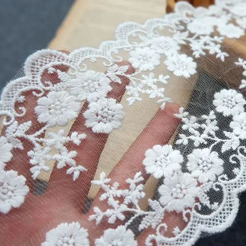 Embroidery Tulle Width 9-11 cm TF0006-Lace Fabric Shop