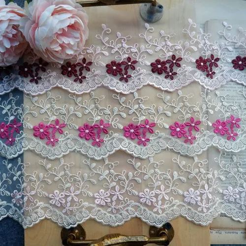 Embroidery Tulle Width 9-11 cm TF0027-Lace Fabric Shop