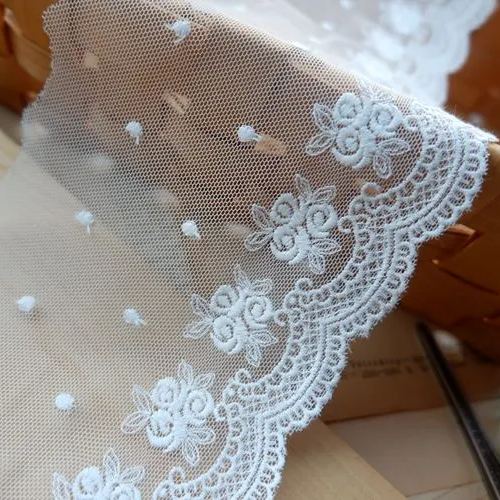 Embroidery Rose Tulle Trim Width 9.5 cm TF0063-Lace Fabric Shop