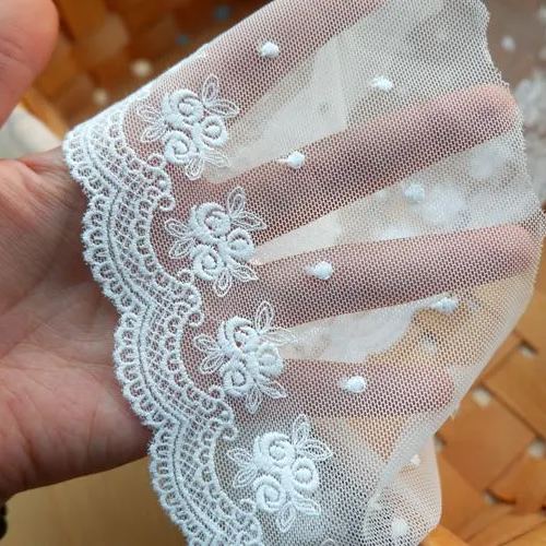 Embroidery Rose Tulle Trim Width 9.5 cm TF0063-Lace Fabric Shop