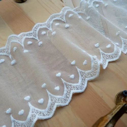 White Dress Tulle Lace Trim Width 12 cm TF0060-Lace Fabric Shop
