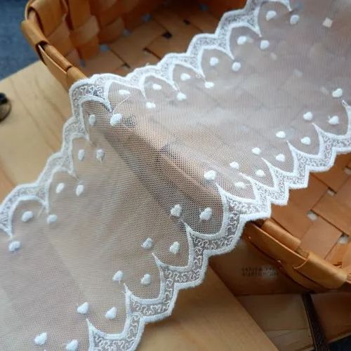 White Dress Tulle Lace Trim Width 12 cm TF0060-Lace Fabric Shop