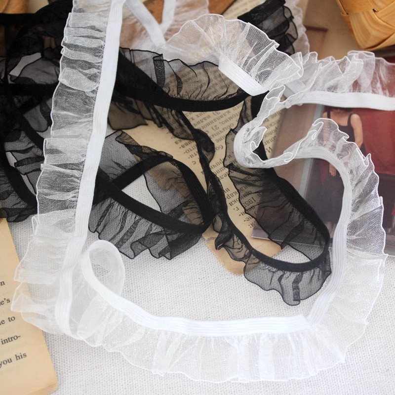 Gathered Stretch Lace Trim Ribbon Width 1.5 cm LT0427