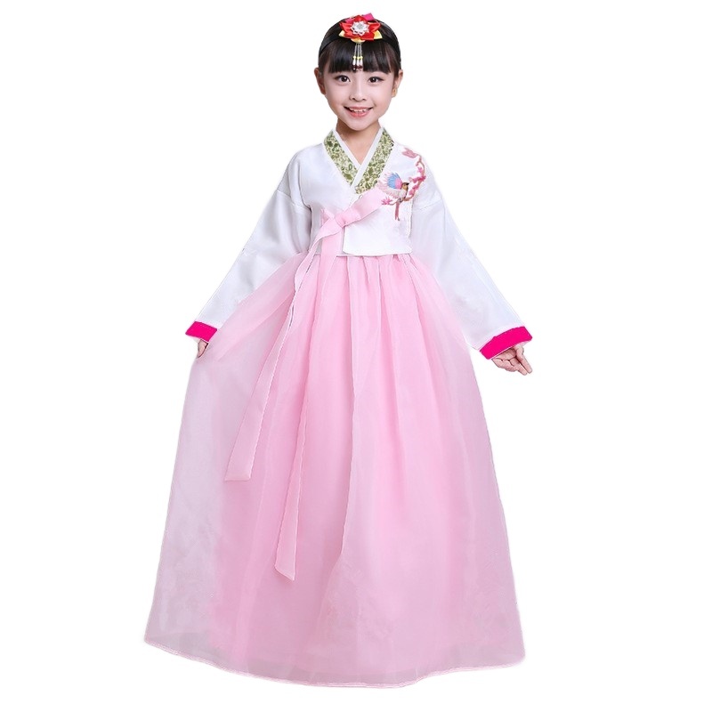 Girls Modern Pink Hanbok Korean Traditional Dress Cosplay Costume