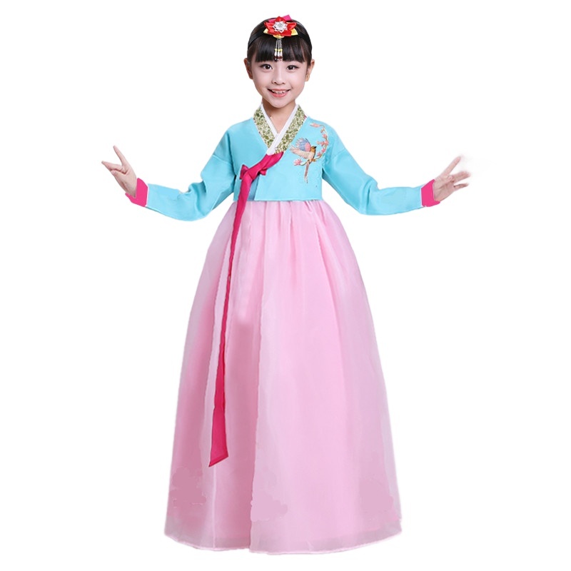 Girls Modern Pink Hanbok Korean Traditional Dress Cosplay Costume