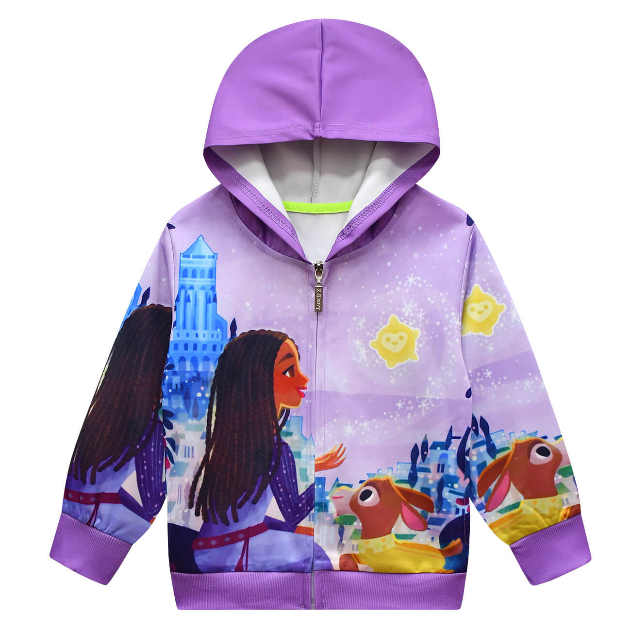 Girls Asha Powerful Wish Print Kids Hooded Zip Up Sweatshirt