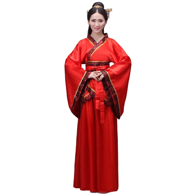 Womens Red Tang Suit Ancient Chinese Traditional Hanfu Dress Costume
