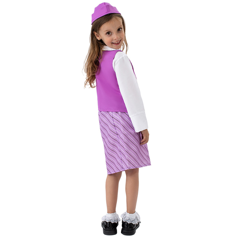 Little Girls Air Stewardess Kids Halloween Cosplay School Play Costume