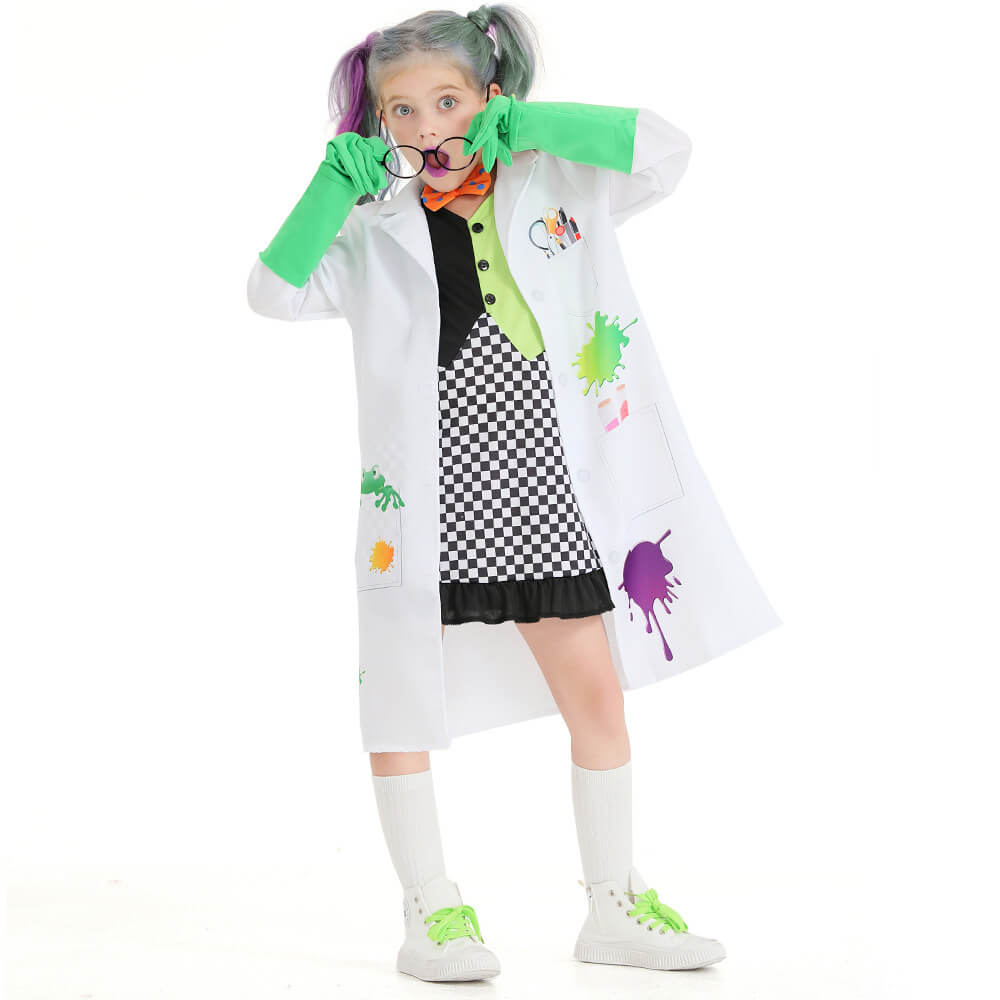 Little Girls Frankenstein Mad Scientist Kids Halloween Cosplay Costume