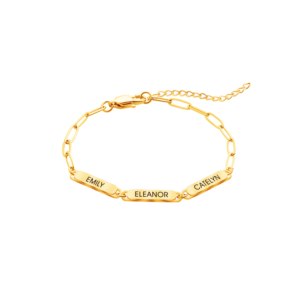 Mother's Day Gift Personalized Link Bracelet With Family Name Tag